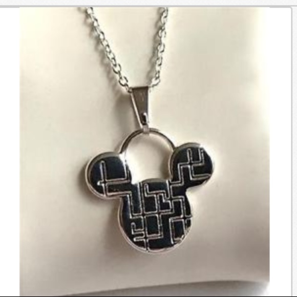 Silver Mickey Mouse Ears Necklace Disney 18” 1928 Vintage Disneyland Plated - Picture 4 of 8